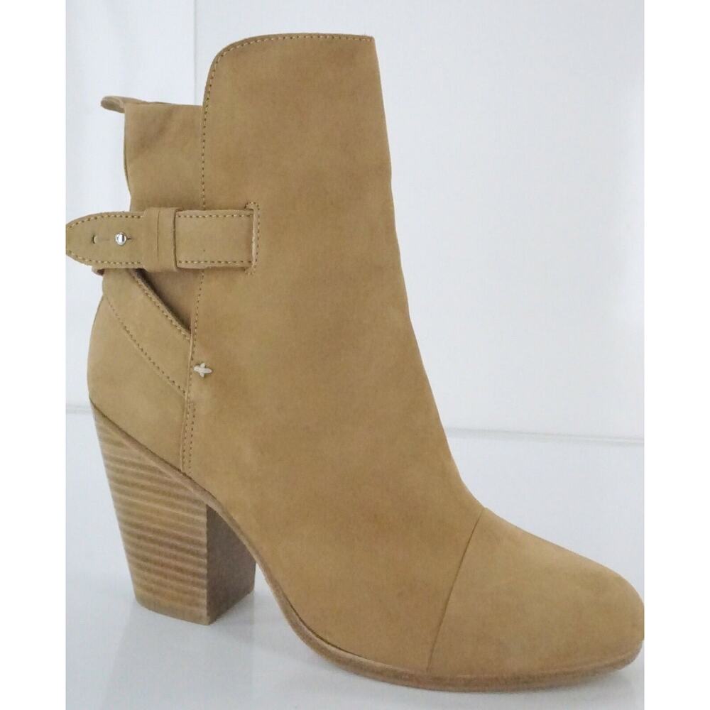 Rag & Bone Kinsey Brown Suede Block Heels Ankle Boots Size 38 $595 NIB